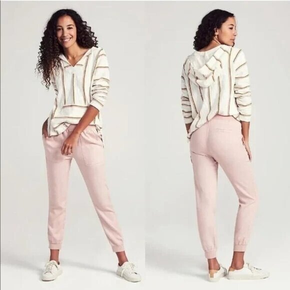 Faherty Arlie Day Linen Blend Jogger Pant in Light Pink Size Medium - Picture 1 of 8